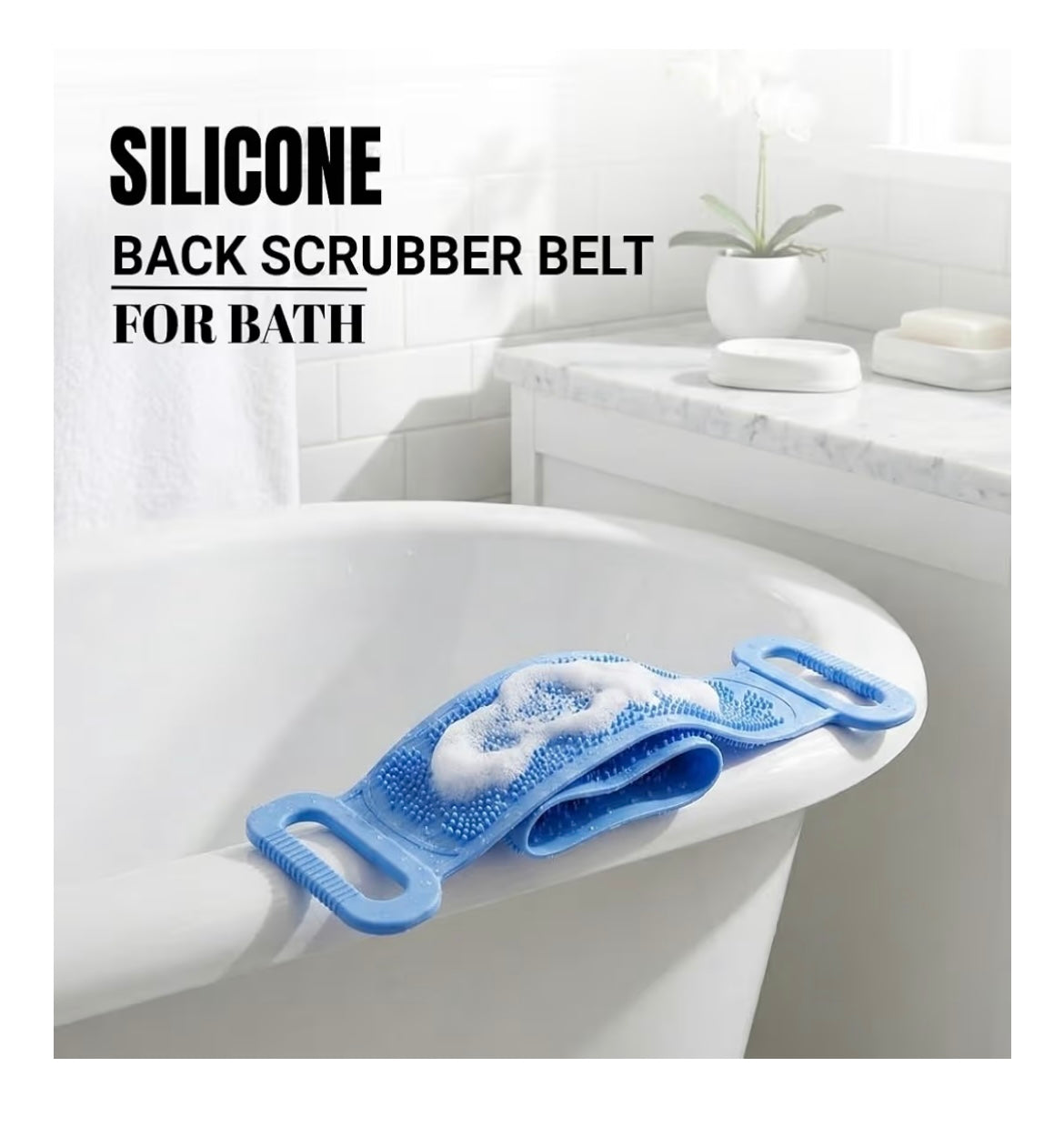 Silicone Back Scrubber Belt for Bath  Double Side Bathing Brush for Skin Deep Cleaning Massage,