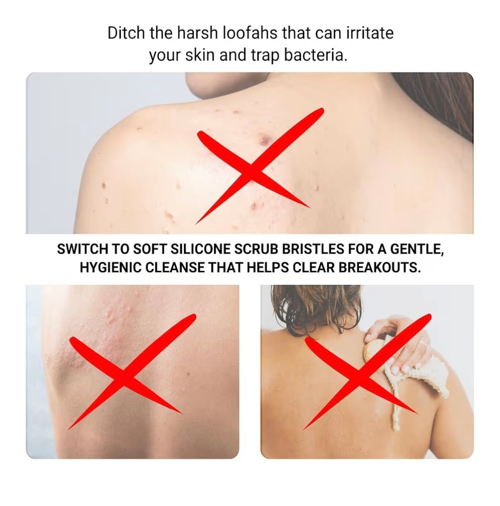 Silicone Back Scrubber Belt for Bath  Double Side Bathing Brush for Skin Deep Cleaning Massage,